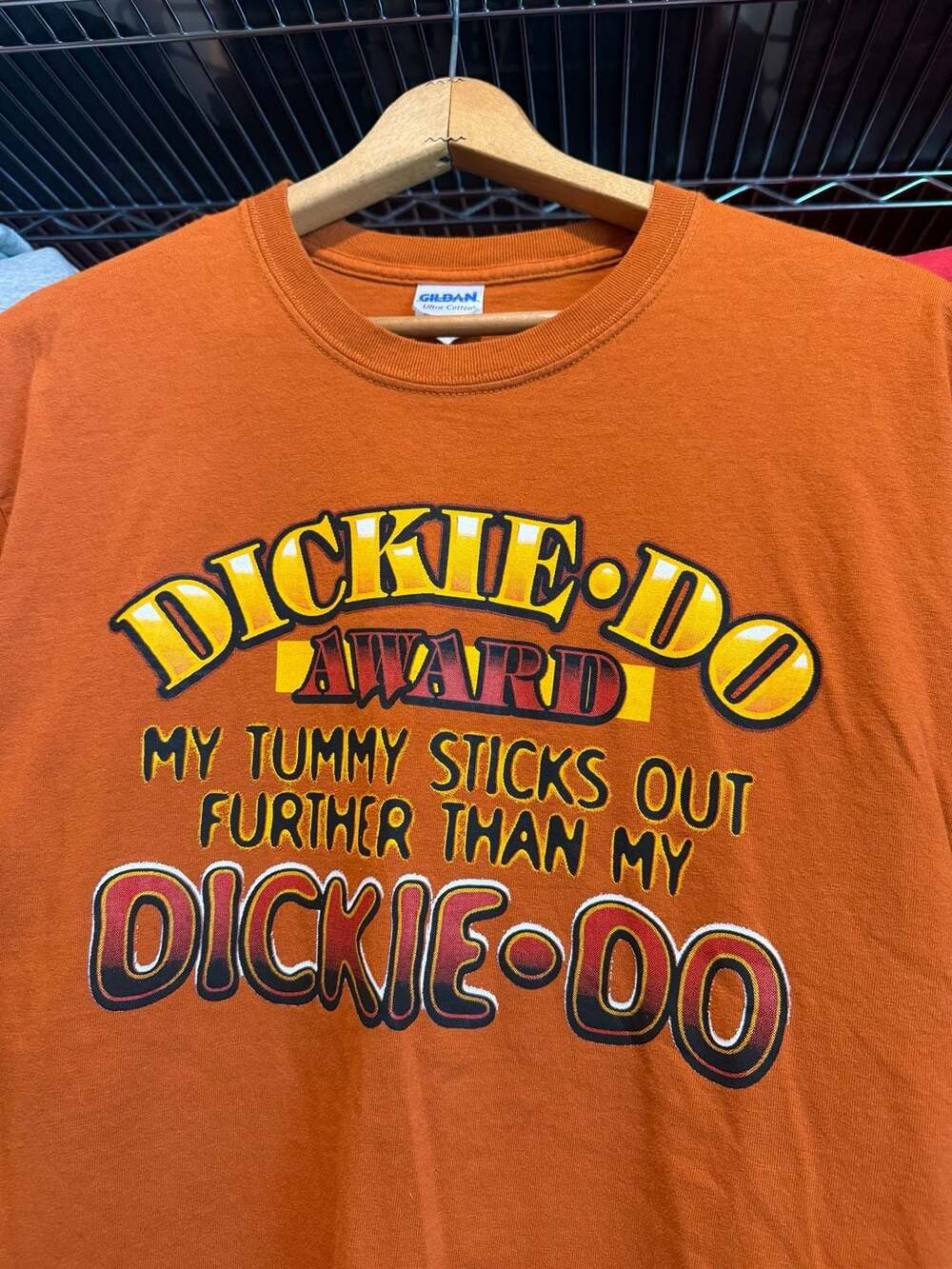 Vintage Dickie Do Award My Tummy Sticks Out T Shirt Large Orange